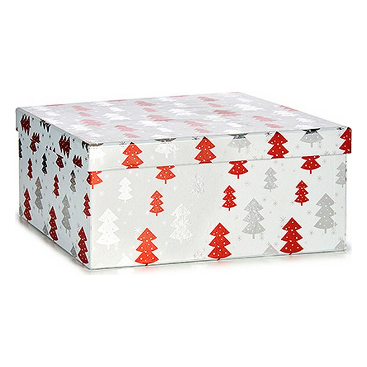 Set di Scatole Decorative Albero di Natale Natale Rosso Argentato Bianco  Cartone