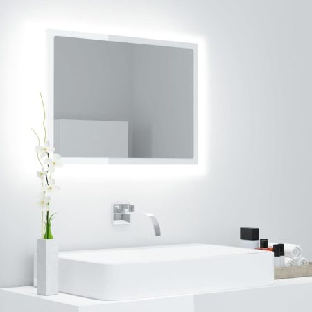 Specchio da Bagno LED Bianco Lucido 60x8