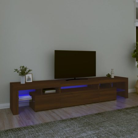 Mobile Porta TV con Luci LED Rovere Marrone 215x36