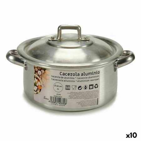 Casseruola con coperchio Ø 14 cm Argentato Alluminio 1 L (10 Unità)