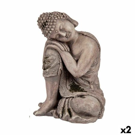 Statua Decorativa da Giardino Buddha Poliresina 23 x 34 x 28 cm (2 Unità) Made in Italy Global Shipping
