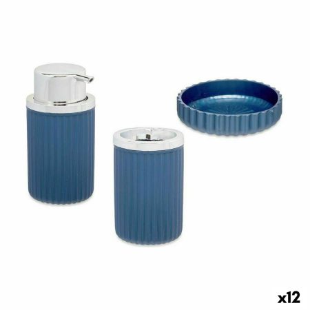 Set da Bagno Azzurro Plastica (12 Unità) Made in Italy Global Shipping