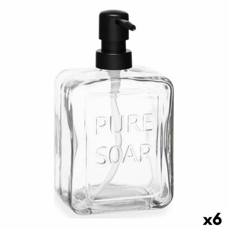 Dispenser di Sapone Pure Soap Cristallo Trasparente Plastica 570 ml (6 Unità) Made in Italy Global Shipping