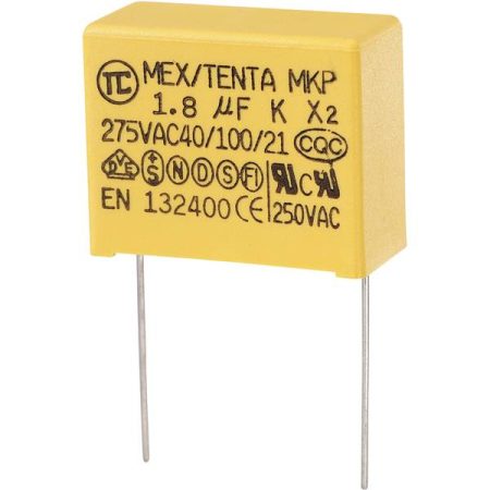 MKP-X2 1 pz. Condensatore antidisturbo MKP-X2 radiale 1.8 µF 275 V/AC 10 % 27.5 mm (L x L x A) 32 x 14 x 25 mm