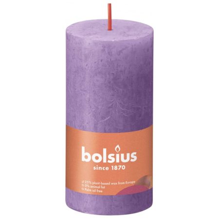 Bolsius Candele Rustiche a Colonna Shine 8 pz 100x50 mm Viola Vibrante