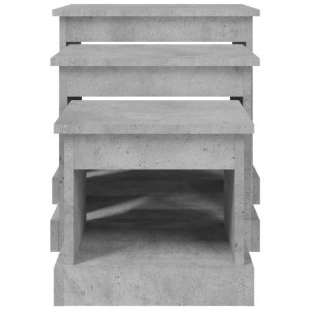 Tavolini Impilabili 3 pz Grigio Cemento in Legno Multistrato
