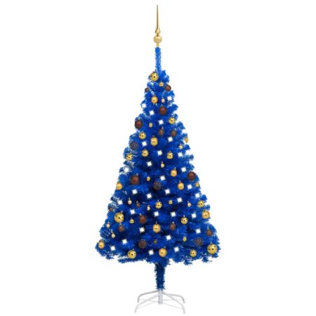 Set Albero Natale Artificiale con LED Palline Blu 150 cm PVC