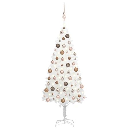 Albero Natale Artificiale con LED e Palline Bianco 180 cm