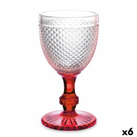 Calice per vino Diamante Rosso Trasparente Vetro 330 ml (6 Unità)
