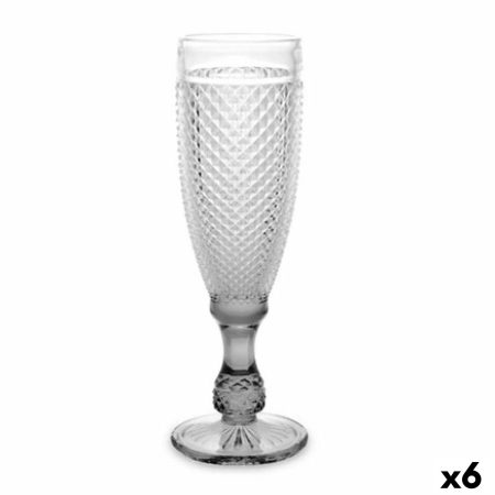Calice da champagne Diamante Trasparente Antracite Vetro 185 ml (6 Unità)