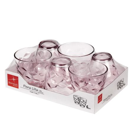 Set di Bicchieri Bormioli Rocco Flora 6 Unità Rosa Vetro 260 ml