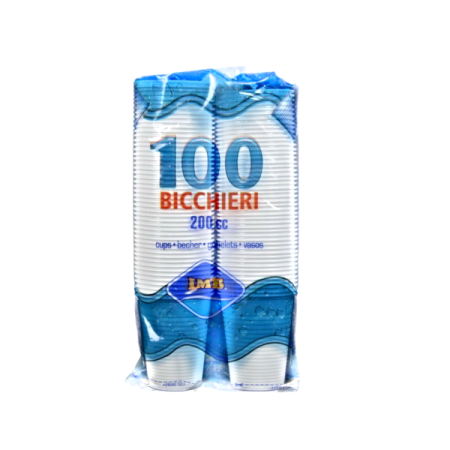 Bicchieri Plastica Bianchi Monouso 200 cc 100 Pezzi