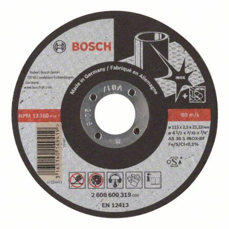 Bosch Accessories 2608600319 2608600319 Disco di taglio dritto 115 mm 1 pz. Acciaio
