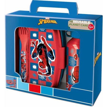 Set da picnic Spiderman Midnight Flyer 400 ml Posate Piastra Grill Elettrica Bottiglia Alluminio