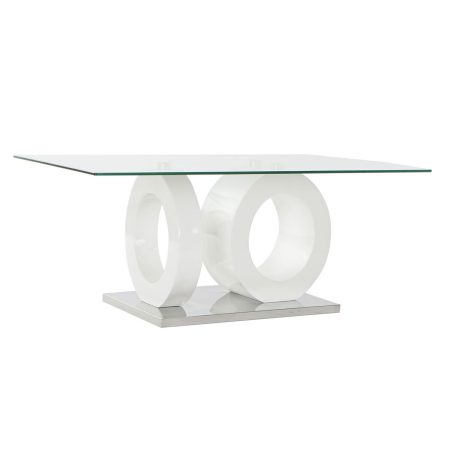 Tavolino da Caffè DKD Home Decor Bianco Trasparente Legno Cristallo Legno MDF 110 x 60 x 45 cm Made in Italy Global Shipping