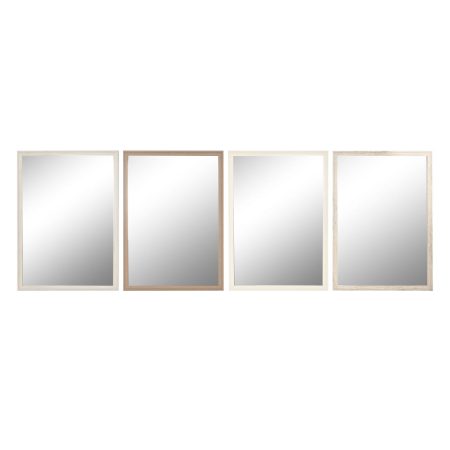 Specchio da parete Home ESPRIT Bianco Marrone Beige Grigio Crema Cristallo polistirene 66 x 2 x 92 cm (4 Unità) Made in Italy Global Shipping