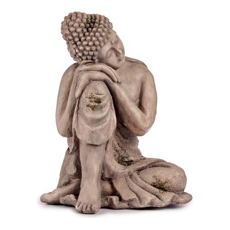 Statua Decorativa da Giardino Buddha Grigio Poliresina (34