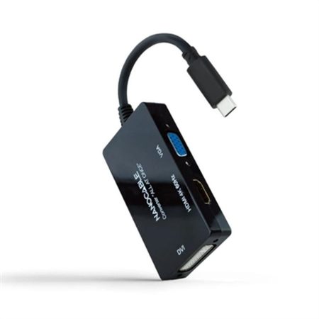 Adattatore USB C con VGA/HDMI/DVI NANOCABLE 10.16.4301-ALL 20 cm Nero 4K Ultra HD