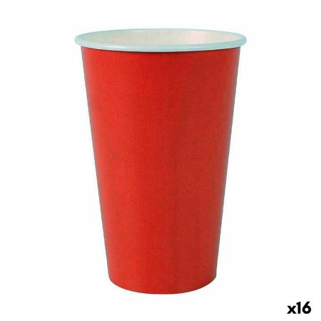 Set di Bicchieri Algon Monouso Cartone Rosso 7 Pezzi 450 ml (16 Unità)