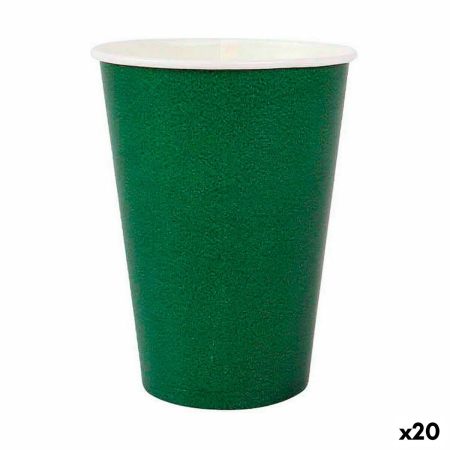 Set di Bicchieri Algon Monouso Cartone Verde 20 Pezzi 220 ml (20 Unità)