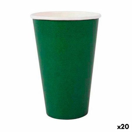 Set di Bicchieri Algon Monouso Cartone Verde 10 Pezzi 350 ml (20 Unità)