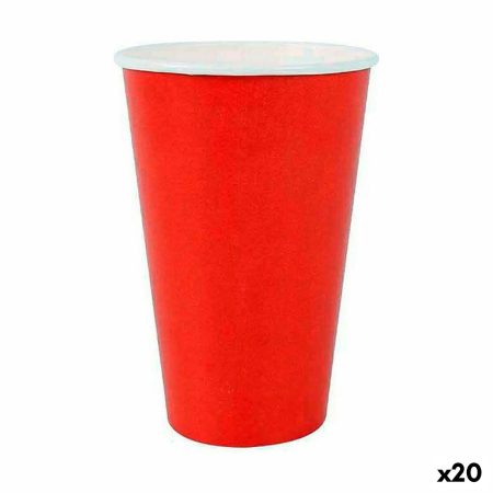 Set di Bicchieri Algon Monouso Cartone Rosso 10 Pezzi 350 ml (20 Unità)