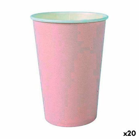 Set di Bicchieri Algon Monouso Cartone Rosa 20 Pezzi 220 ml (20 Unità)