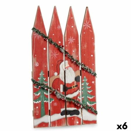 Decorazione pensile Insegna Babbo Natale Luce LED Rosso Plastica Legno MDF 34