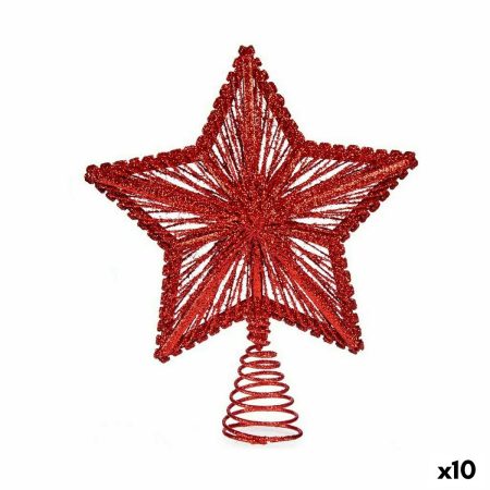 Stella di Natale Rosso Acciaio Plastica 20 x 5 x 25 cm (10 Unità) Made in Italy Global Shipping