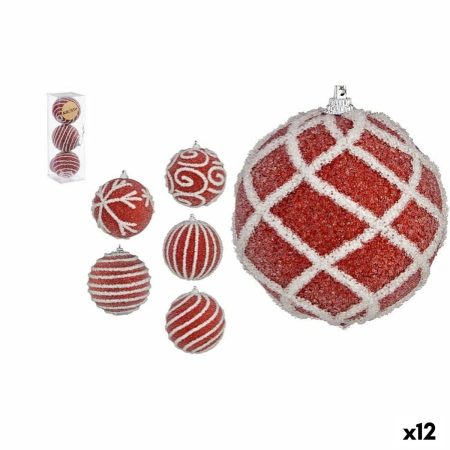 Set di palline di Natale Bianco Ø 8 cm Rosso PVC (12 Unità) Made in Italy Global Shipping