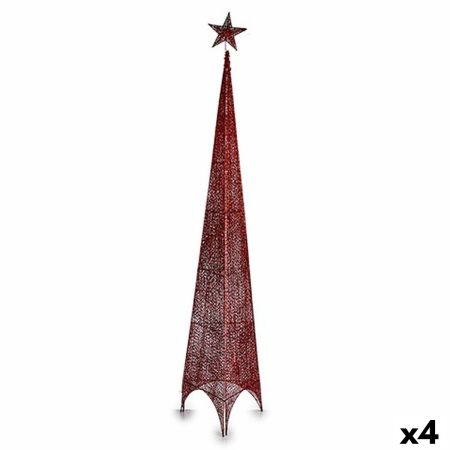 Albero di Natale Torre Rosso Metallo Plastica 39 x 186 x 39 cm (4 Unità) Made in Italy Global Shipping