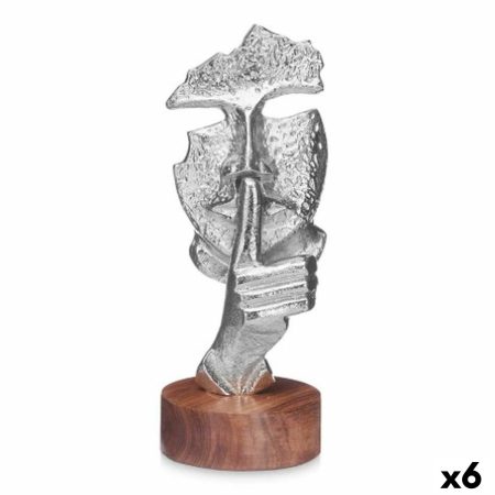 Statua Decorativa Viso Argentato Legno Metallo 12 x 29 x 11 cm Made in Italy Global Shipping