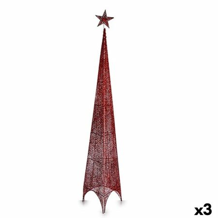 Albero di Natale Torre Rosso Metallo Plastica 42 x 218 x 42 cm (3 Unità) Made in Italy Global Shipping