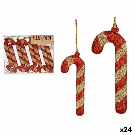 Set di Addobbi di Natale Bastone 8 Pezzi Rosso Dorato Plastica 6