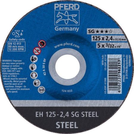 PFERD SG STEEL 61320222 Disco da taglio con centro depresso 125 mm 25 pz.
