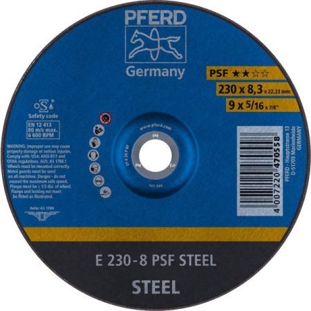 PFERD 62023834 Psf Steel Disco di sgrossatura con centro depresso Diametro 230 mm Ø foro 22.23 mm 10 pz.