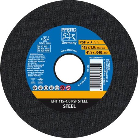 PFERD PSF STEEL 61730010 Disco di taglio dritto 115 mm 25 pz. Acciaio
