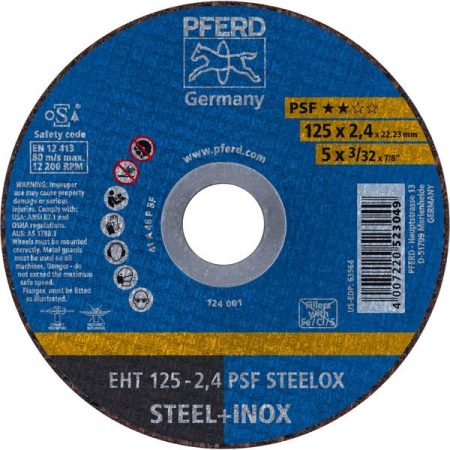 PFERD PSF STEELOX 61721122 Disco di taglio dritto 125 mm 25 pz. Acciaio inox