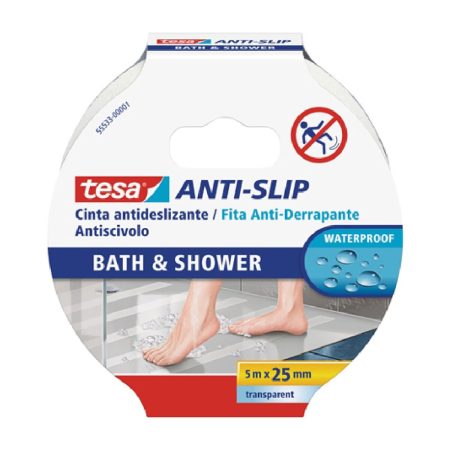 Nastro Adesivo TESA Anti slip bath & shower 5mx25mm Antiscivolo Trasparente PVC (1 Pezzi) Made in Italy Global Shipping