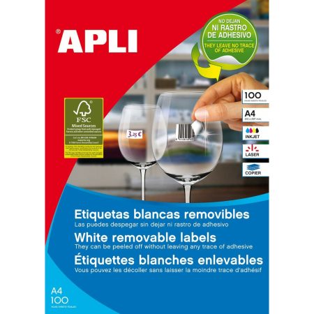 Etichette adesive Apli 100 fogli 105 x 148 mm Bianco