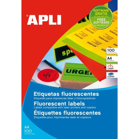 Adesivi/Etichette Apli Fluor Rosso 100 fogli 64 x 33