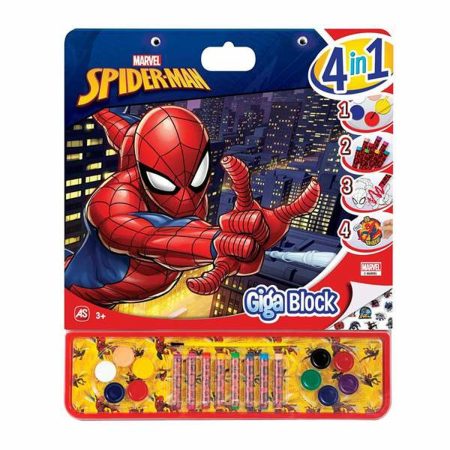 Blocco con Disegni da Colorare Spider-Man Giga Block 4 in 1 35 x 41 cm