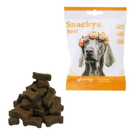 Snack per Cani Gloria Display Snackys 30 x 75 g Bue Made in Italy Global Shipping