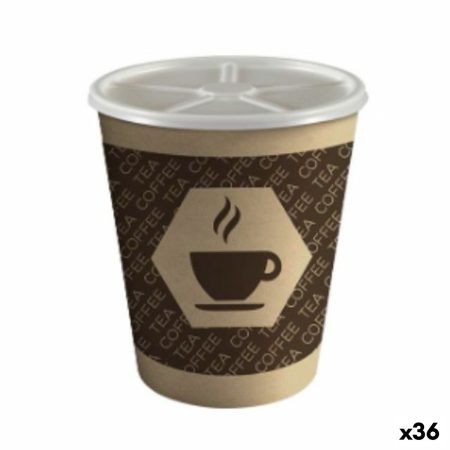 Bicchiere con Tappo Algon Cartone Monouso Caffè 36 Unità (10 Pezzi)