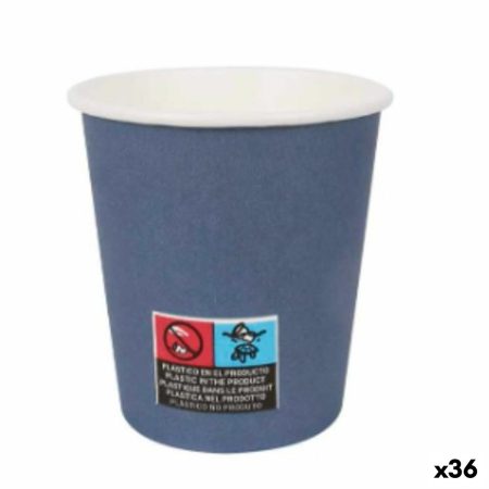 Set di Bicchieri Algon Cartone Monouso 200 ml Azzurro 36 Unità (24 Pezzi)