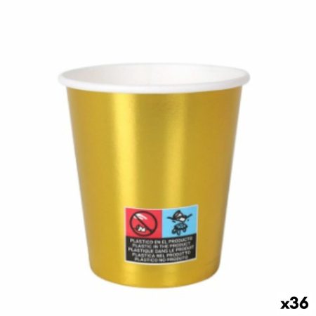 Set di Bicchieri Algon Cartone Monouso Dorato 36 Unità 200 ml (10 Pezzi)