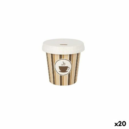 Set di Bicchieri Algon Con coperchio Monouso Caffè Cartone 10 Pezzi 120 ml (20 Unità)