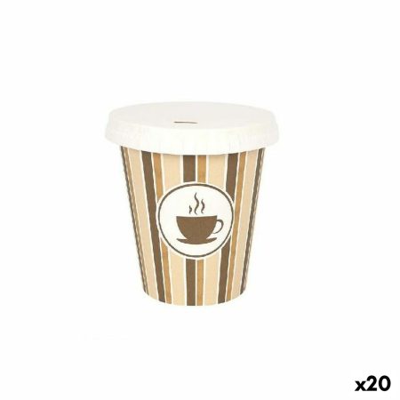 Set di Bicchieri Algon Con coperchio Monouso Caffè Cartone 6 Pezzi 250 ml (20 Unità)