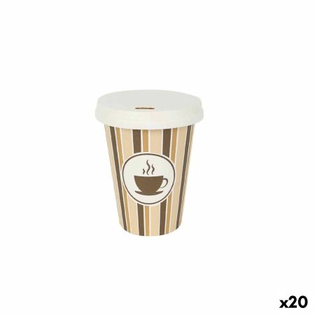 Set di Bicchieri Algon Con coperchio Monouso Caffè Cartone 8 Pezzi 220 ml (20 Unità)