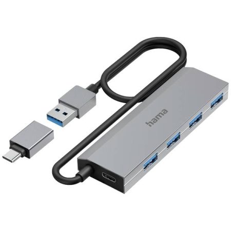 Hama 4 Porte Hub USB 3.0 con spina USB-C Grigio